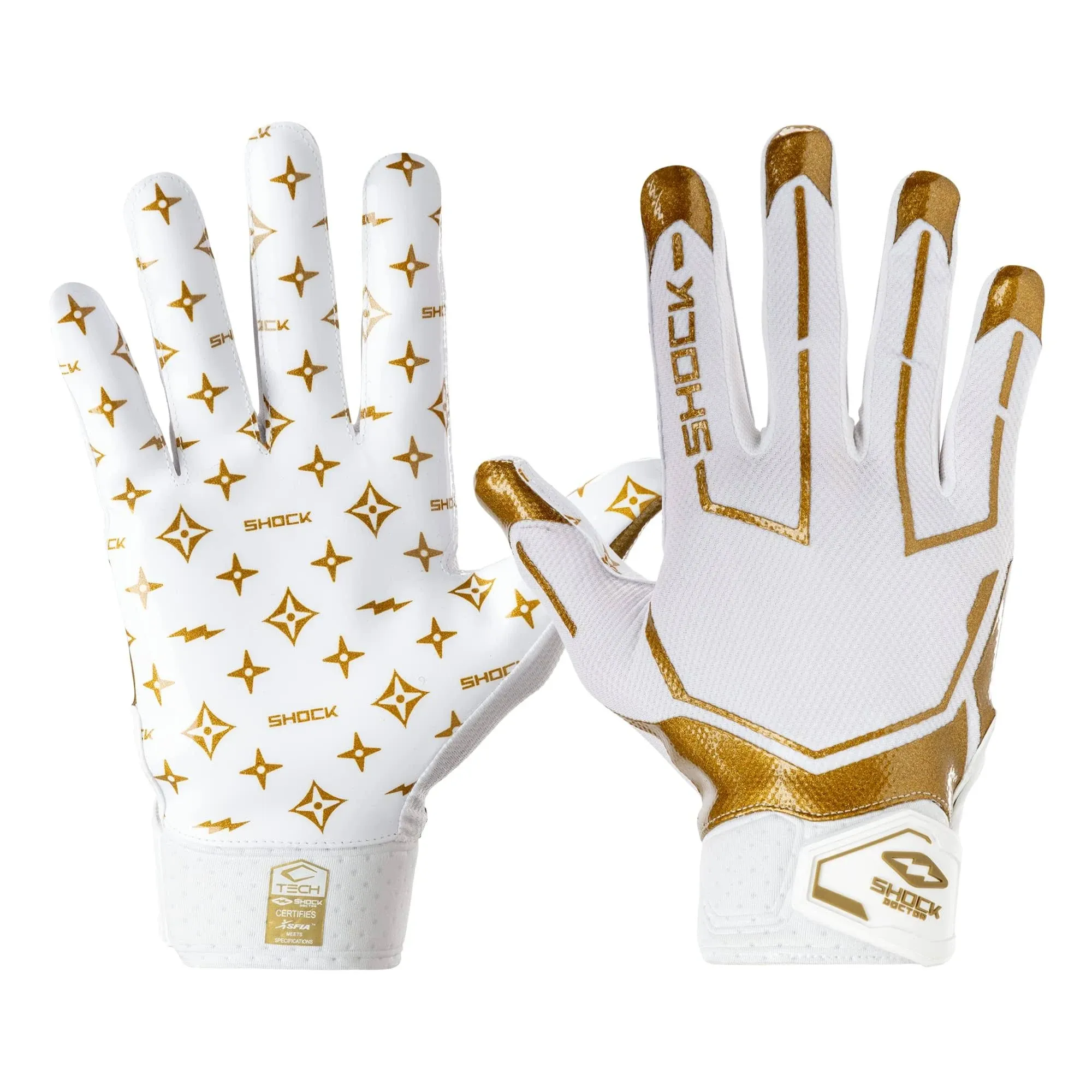 Shock Doctor Showtime Receiver Glove, White/Gold Lux S