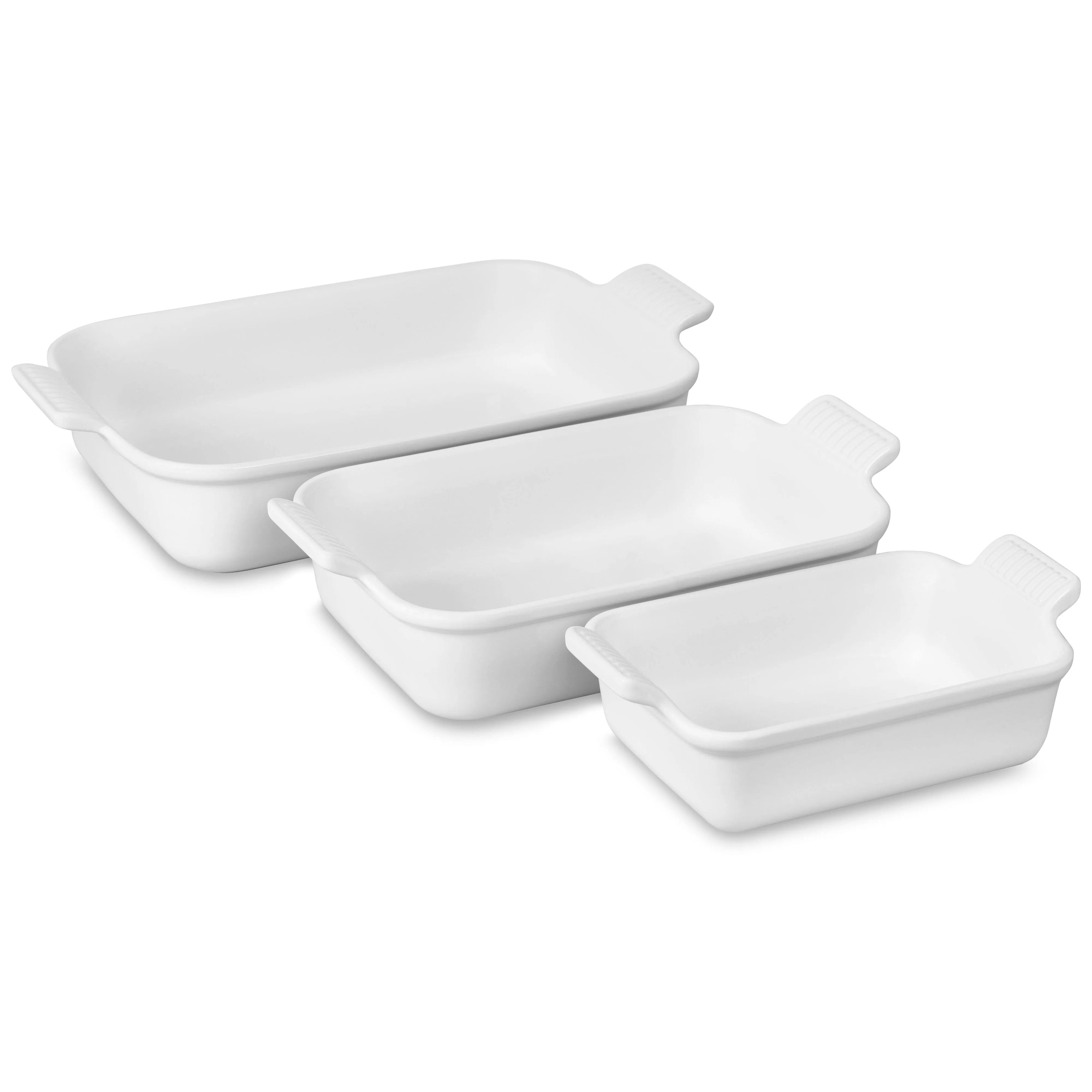 Le Creuset Heritage Set of 3 Rectangular Dishes - White