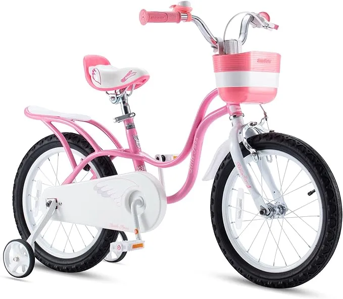 RoyalBaby Girls Princess Bike Kids Bicycle with Basket & Mudguards 14 16 18 Inch Toddler Beginner Child Cycle for Age 3-10 Years, Training Wheels Options