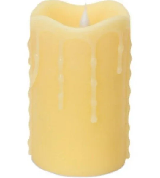 Set of 2 LED Lighted Dripping Flameless Pillar Candles with Timer 5"