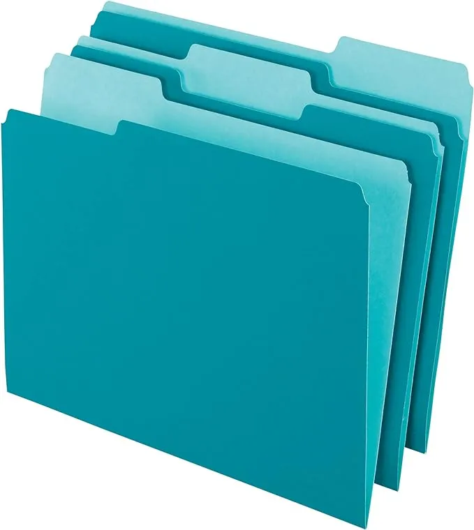 Office Depot&reg; Brand 2-Tone File Folders, 1/3 Tab, Letter Size, Teal, Pack Of 100