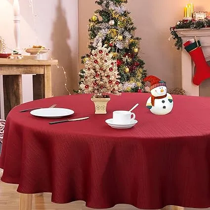 Nanan Christmas Tablecloth Round Tablecloth 70 inch Spillproof Wrinkle Resistant ...