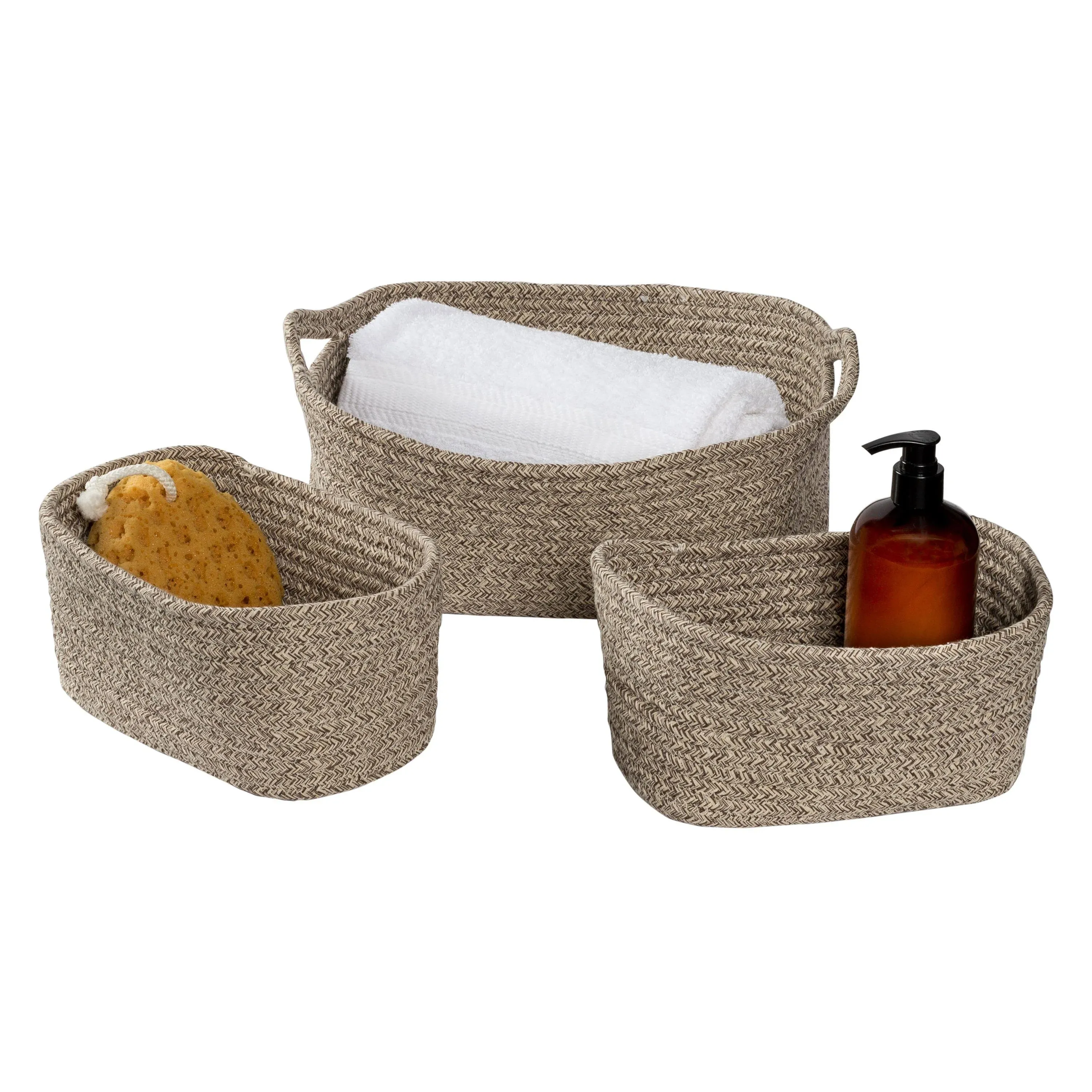 Honey-Can-Do Nested Cotton Baskets with Handles (Set of 3)