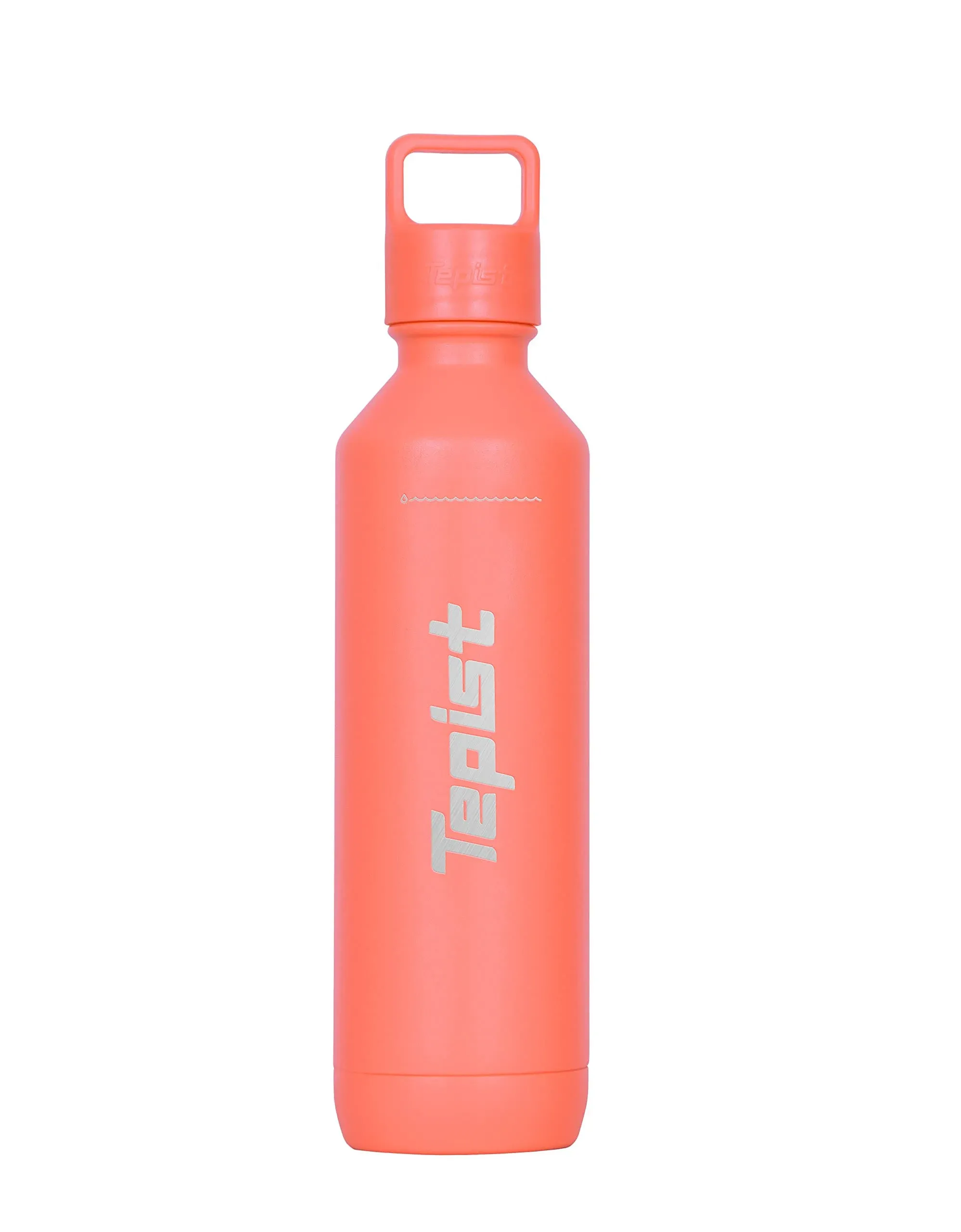 TwentyO 20oz Stainless Steel Bottle Compatible with Sodastream Machines | Powder Coated Coral | Vacuum Sealed | Double Walled | Leak-Proof | Easy to Carry | Reusable Bottle