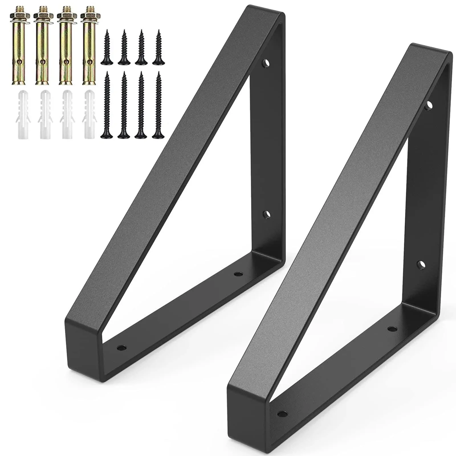 2PCS Heavy Duty Shelf Brackets,8&#034; Metal Wall Brackets Steel Triangle Bracket,300