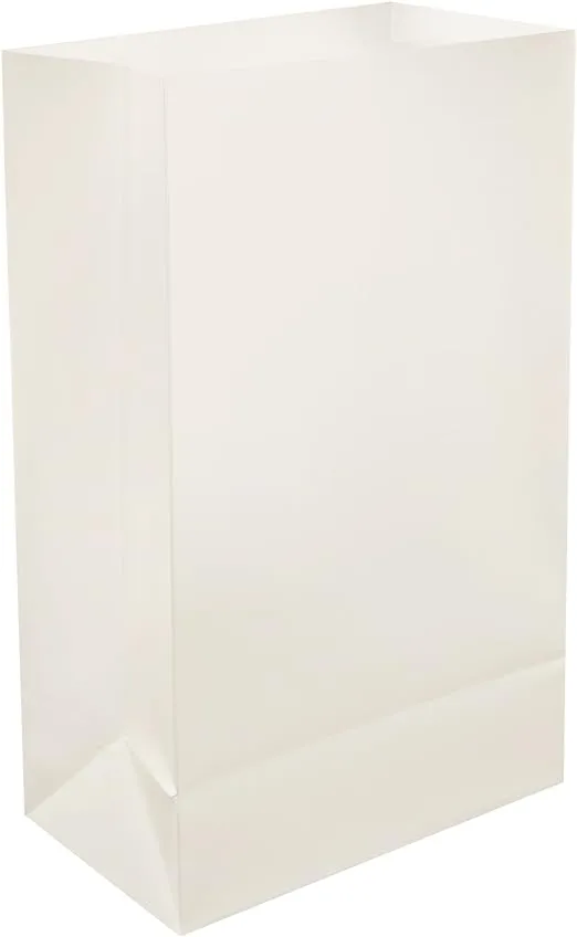 LumaBase Plastic Luminaria Bags, White - Set of 100