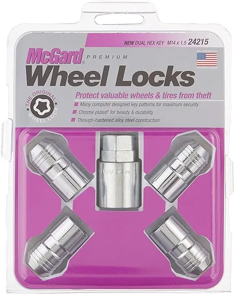 MCGARD 24215 Chrome Cone Seat Wheel Locks (M14 X 1.5 Thread Size) - Set of 4