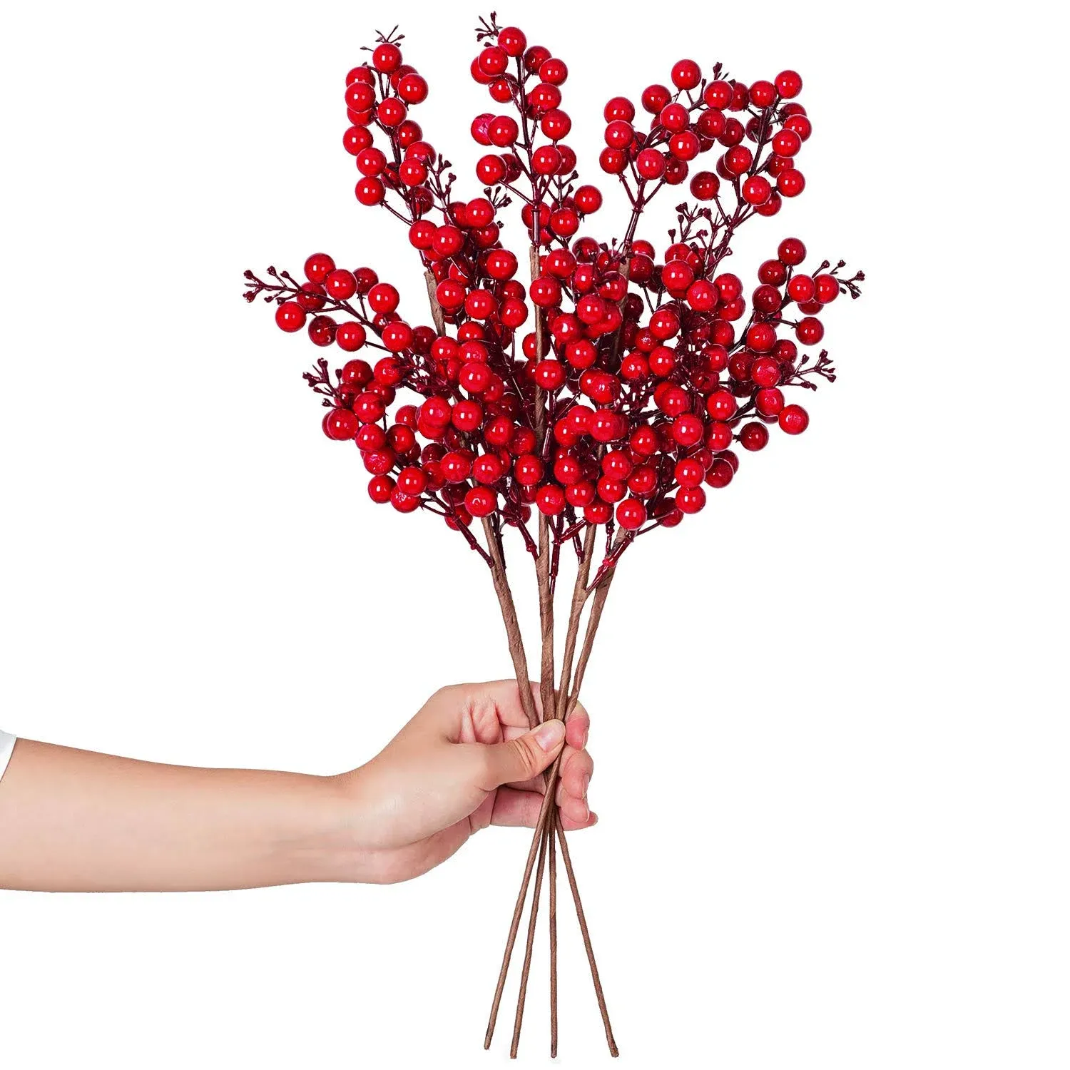 Lvydec 4 Pack Artificial Red Berry Stems Clearance - 19.5 Inch Christmas Holly Berry Branches for Holiday Home Decor and Crafts