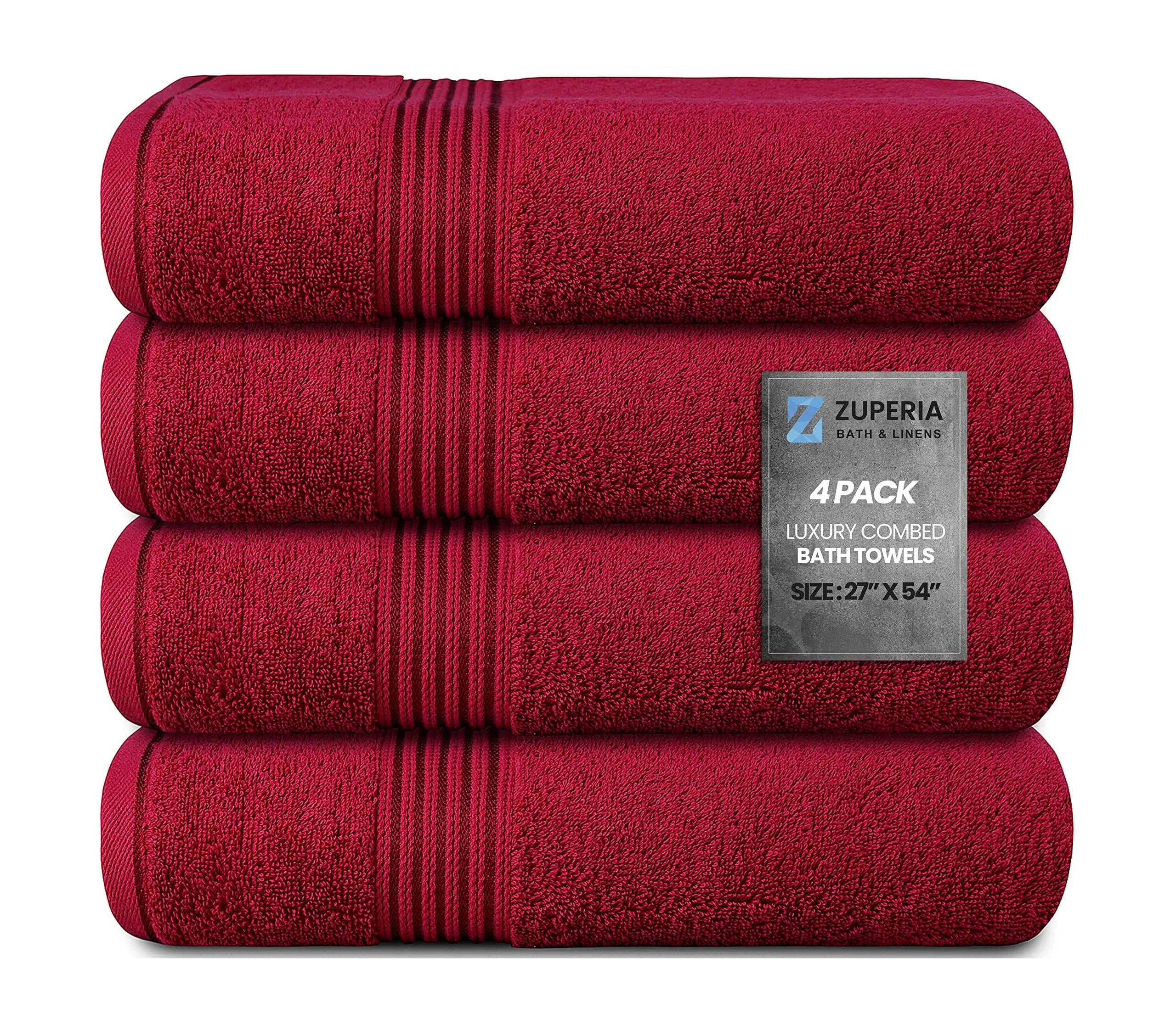 4 Pack 27x54 Inch 100% Cotton Bath Towels for Bathroom Pool Gym Spa Hotel