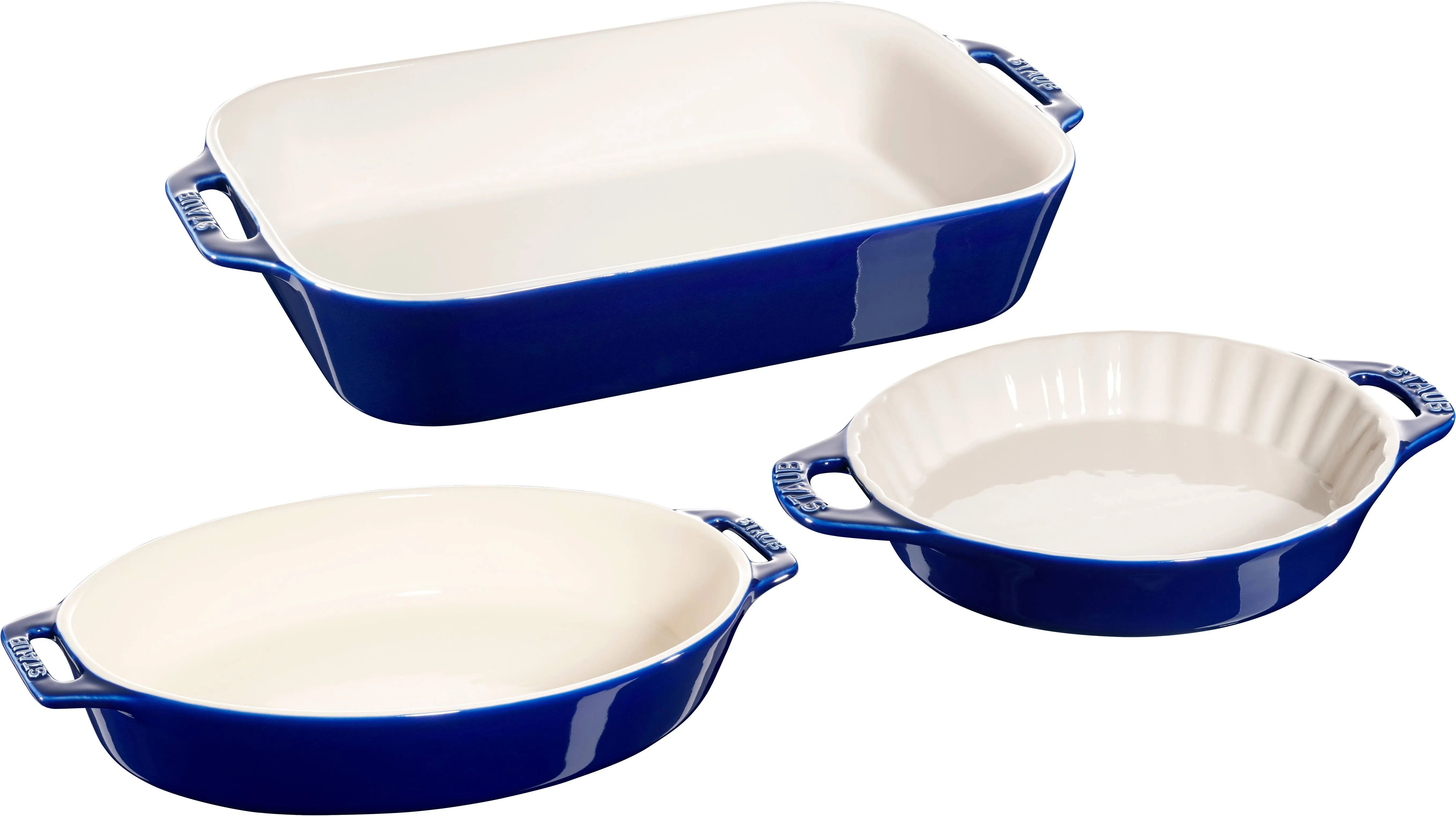 Staub 3-Piece Mixed Baking Dish Set ,Dark Blue