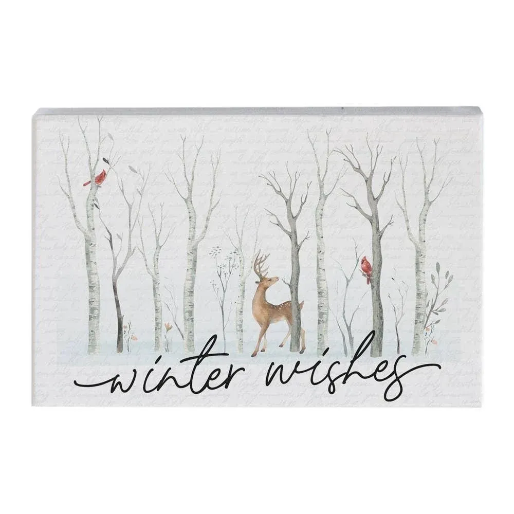 Simply Said, INC Small Talk Rectangles - "Winter Wishes" - Serene Winter Landscape on Rustic Distressed Wood - 3.5" x 5.25" Made In USA