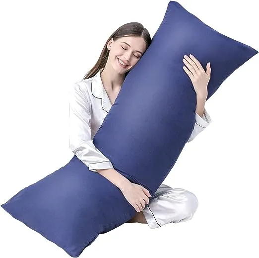 DOWNCOOL Large Body Pillow Insert- Breathable Full Body Pillow for Side Sleeper - Soft Long Bed Pillow for Adults - 20 x 54 inch (Blue)