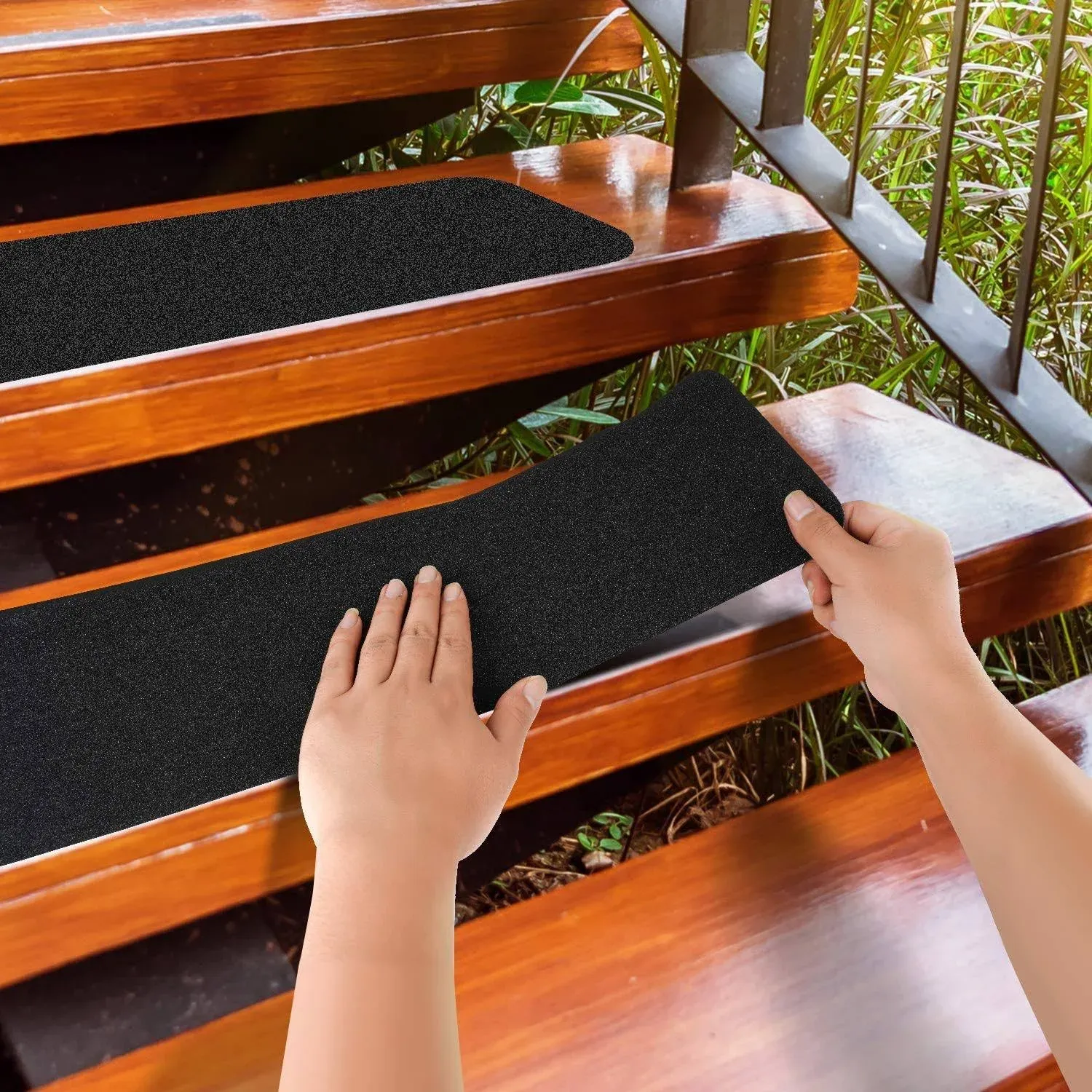 MBIGM 12-Pack Non-Slip Outdoor Stair Treads - Anti Slip 6" x 24" Grip Tape Adhesive Strips - Heavy Duty Traction for Steps, Stai