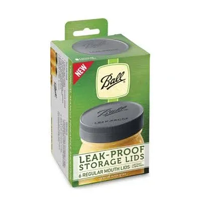 Ball 1440010812 Regular Mouth Black Plastic Leak-Proof Lids for Canning Jars - 6/Pack