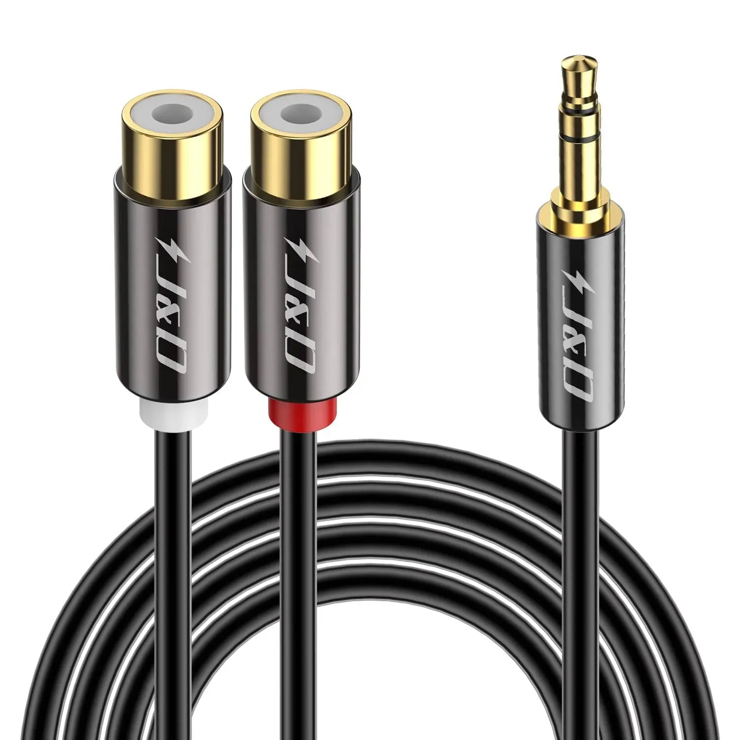 J&D 3.5mm to 2 RCA Cable Gold Plated Copper Shell Heavy Duty 3.5mm Male to 2RCA ...