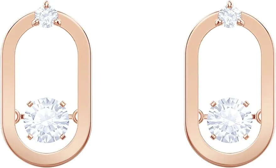 Swarovski Sparkling Dance Pierced Earrings with Floating Round Crystals on a Rose-Gold Tone Finish Setting with a Cage Design, Part of the Sparkling Dance Collection