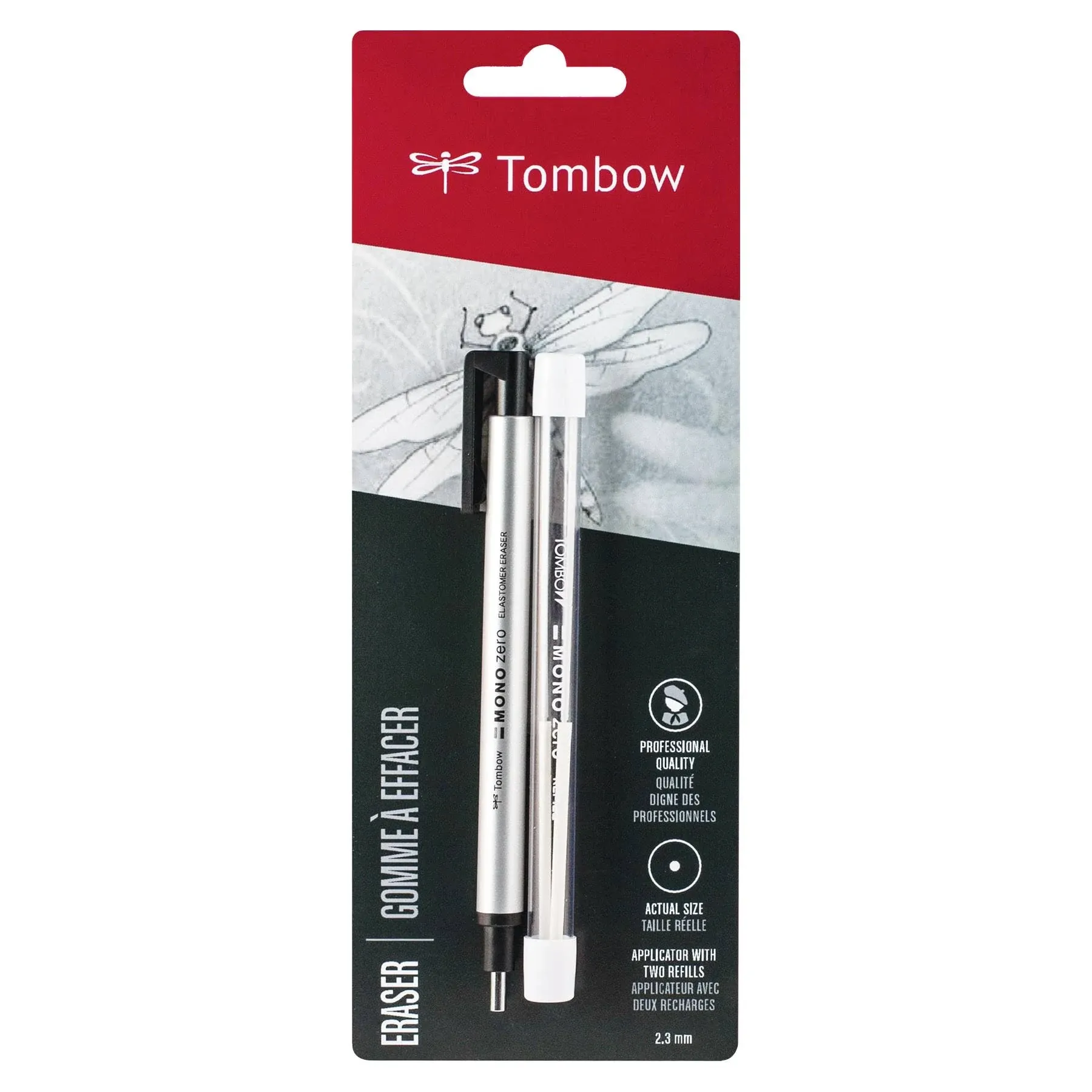 Paquete económico de borrador cero Tombow MONO, redondo, de 2.3 mm., Blanco