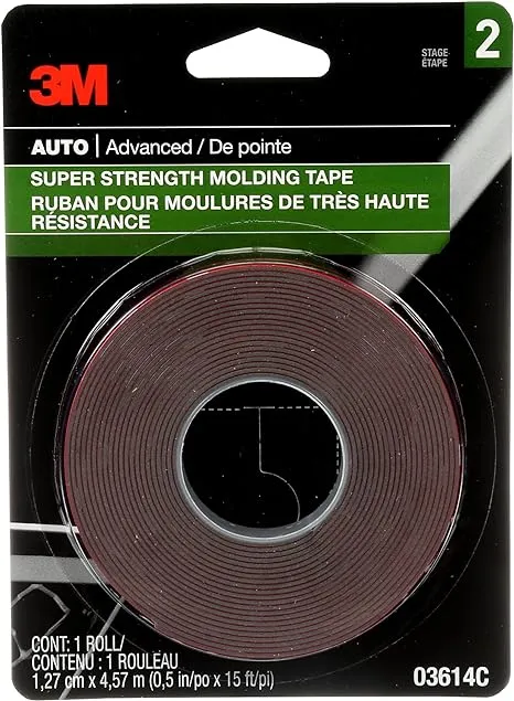 3M Super-Strength Molding Tape, 03614, 1/2 in x 15 ft, 1 Roll