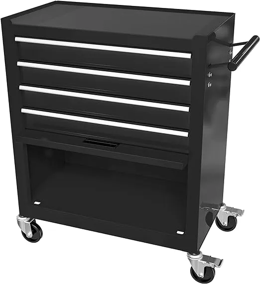 4-Drawer Tool Cart on Wheels, Rolling Tool Box，Heavy Duty Utility Industrial Service Cart Storage Organizer with Locking System, for Mechanic, Warehouse, Garage, Workshop