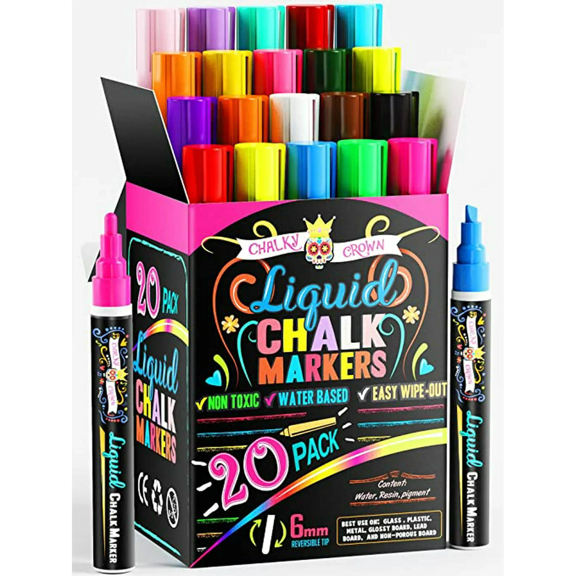 Bold Liquid Chalk Markers - Dry Erase Marker Pens for Chalkboards, Signs, Win...