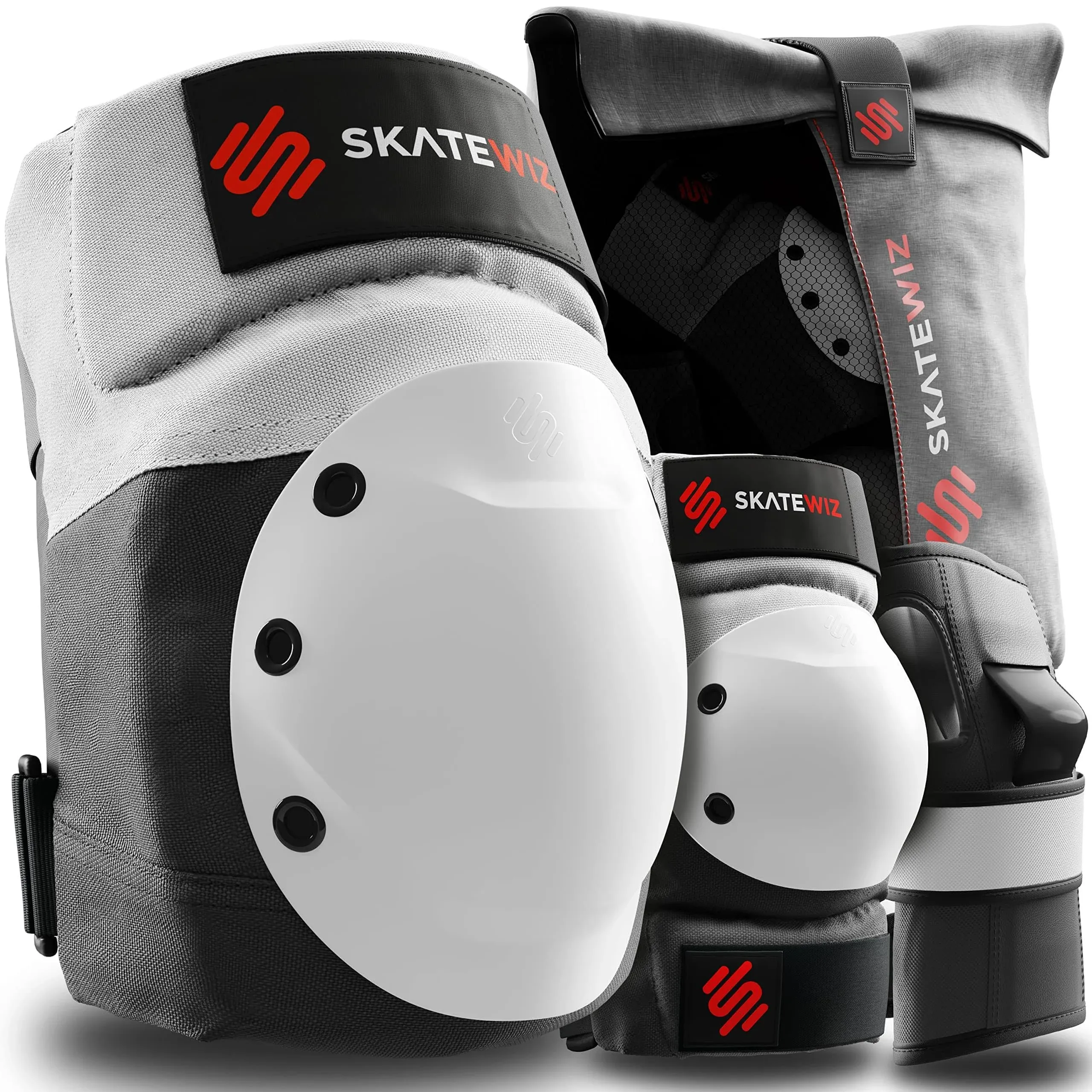 SKATEWIZ Adult Knee Elbow Pads Roller Skate Pads Adult Women [6pc] Shield Size M ...