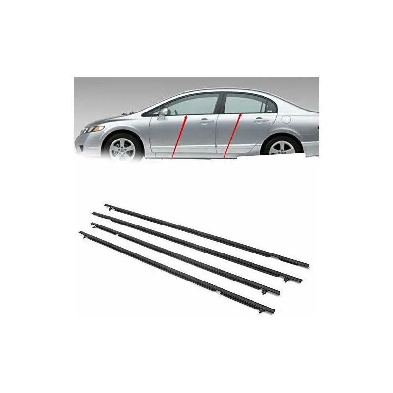 Newsmarts 4pcs Weatherstrip Windows Seal Door Belt Molding Weather-strip for Honda Civic 2006-2011 Replaces#72450-SNA-A01 72410-SNA-A01 72950