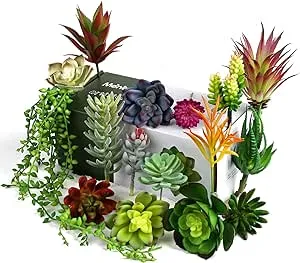 Faux Succulents Artificial Plants – 16 Pack Lifelike Fake Succulent Plants Unpotted