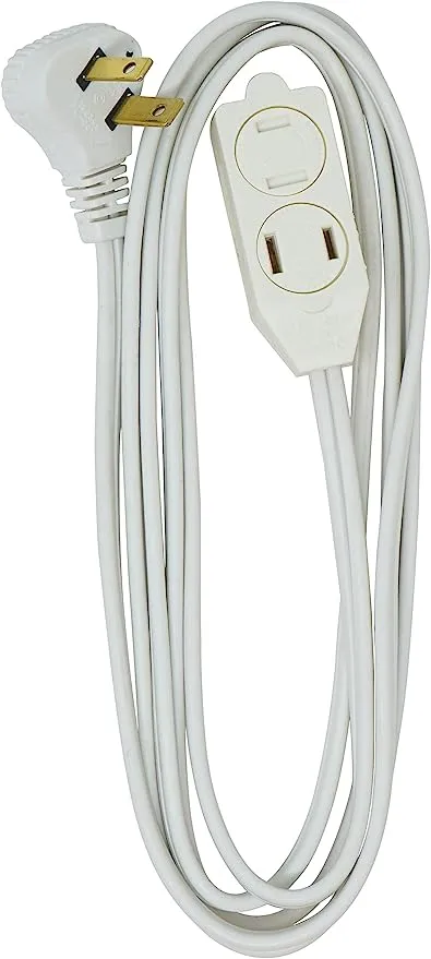 SlimLine 2235 Indoor Flat Plug Extension Cord, 3 Foot Cord, Right Angled Plug, 16 gauge, 3 Polarized Outlets, 125 Volts, Space Saving Design, Neutral White Color, UL and CUL Listed…