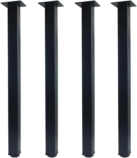 QLLY 28 inch Adjustable Metal Furniture Legs, Square Office Table Furniture Leg, Set of 4 (Black)