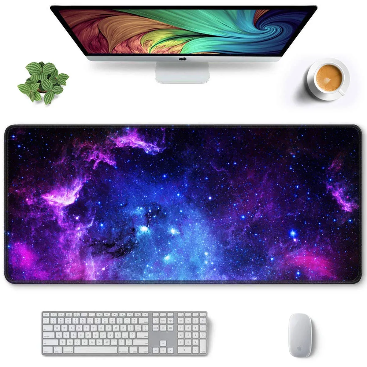 Auhoahsil Large Mouse Pad, Full Desk XXL Extended Gaming Mouse Pad 35 inch x 15 inch, Waterproof Desk Mat with Stitched Edges, Non-Slip Laptop