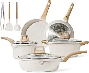 CAROTE 19 Pcs Pots and Pans Set Nonstick, Cookware Sets Kitchen Cooking Sets Pot and Pans, Non Stick Cookware w/Frying Pans & Saucepans(PFOS, PFOA Free)