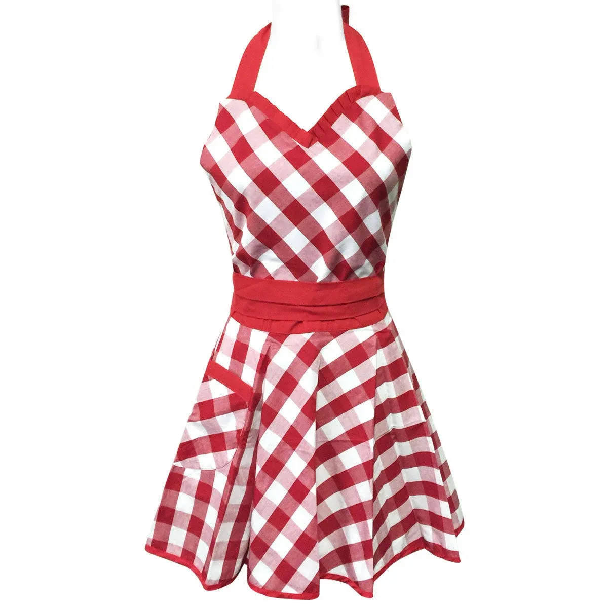 Wrapables Adjustable Flirty Hostess Apron, Red Gingham