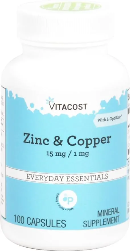 Zinc & Copper 15 mg / 1 mg, 100 Capsules high-quality brand-name L-OptiZinc® NEW