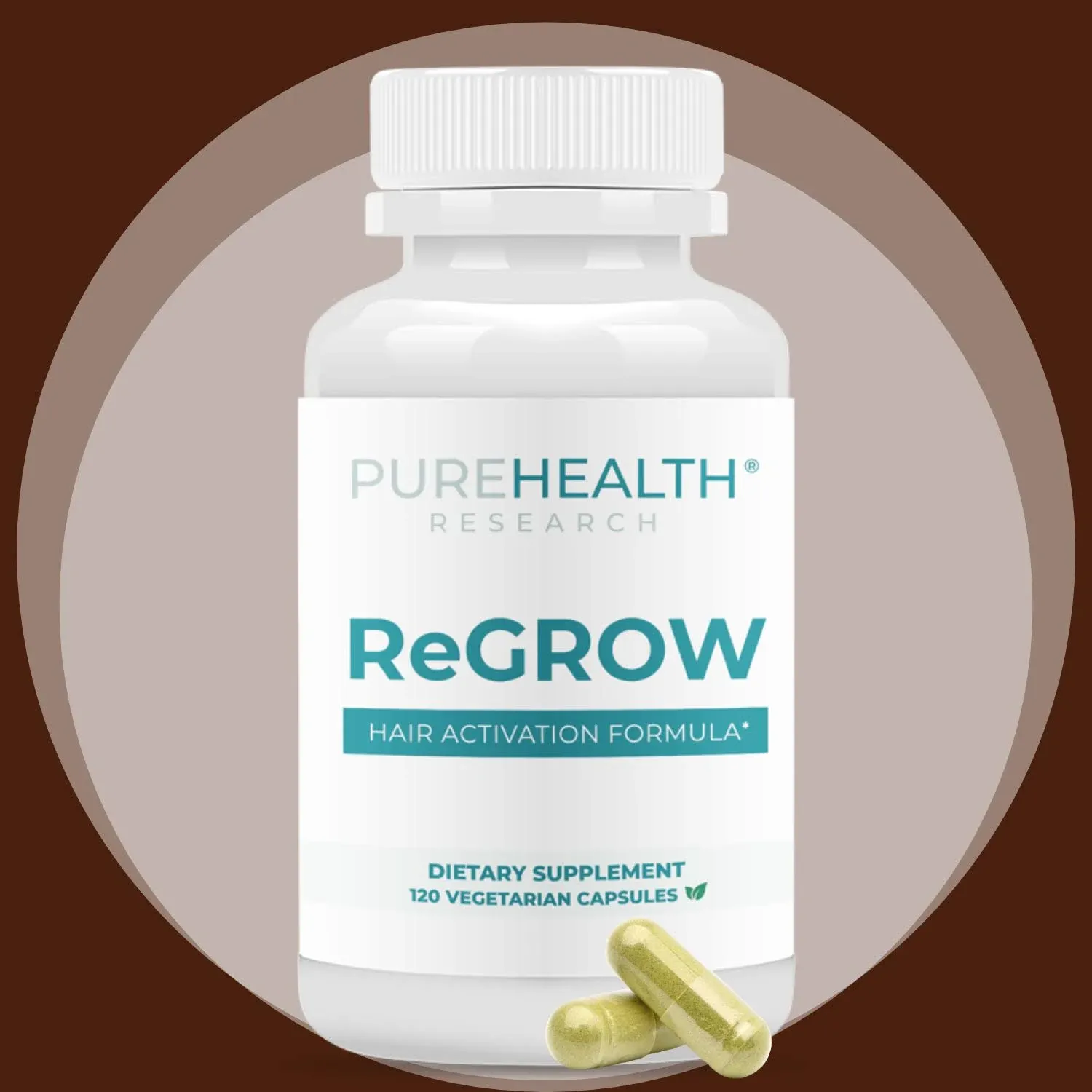 ReGrow - Formule de croissance des cheveux pour la perte de cheveux avec collagène hydrolysé, zinc et biotine, vitamines capillaires par PureHealth Research, 120 gélules