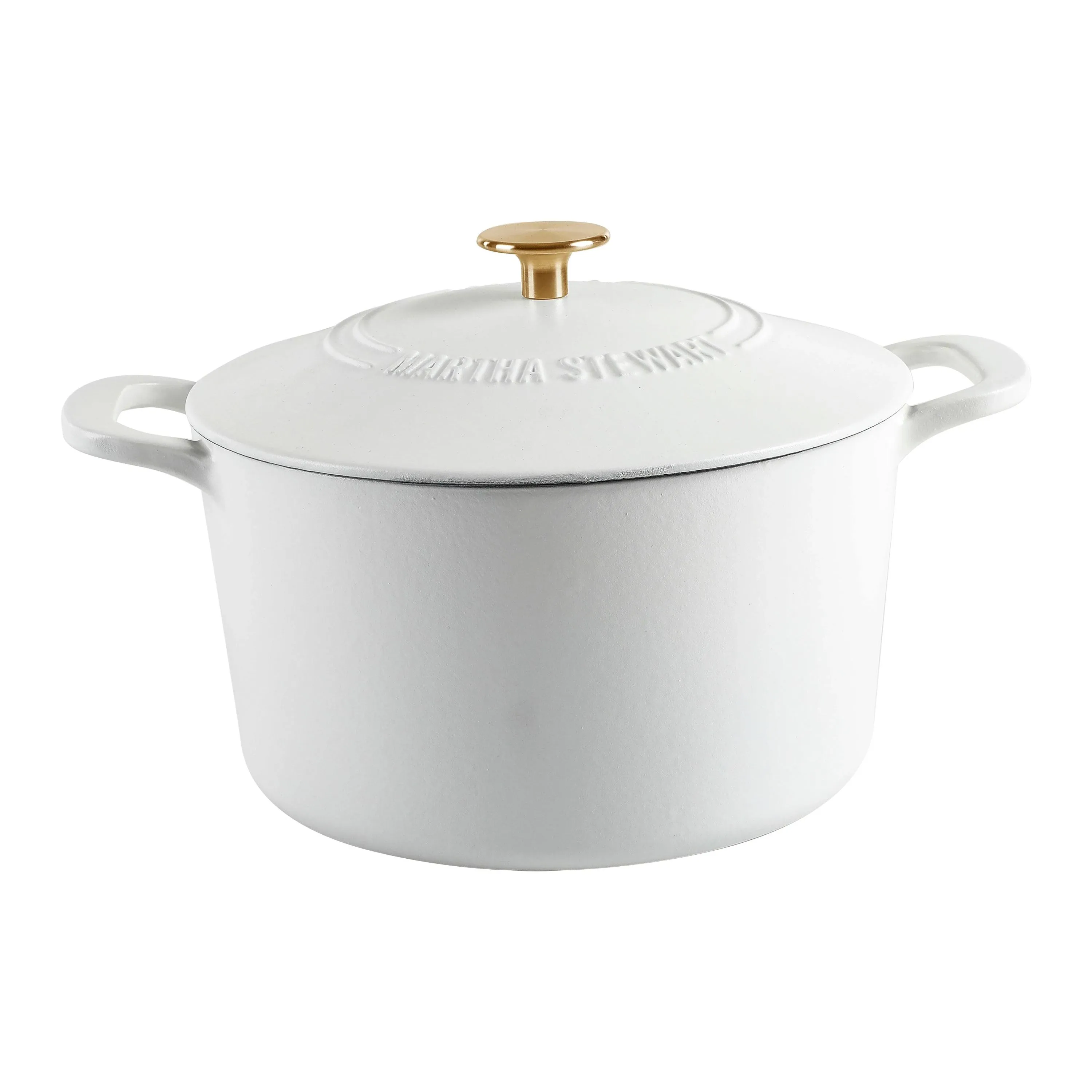 MARTHA STEWART Gatwick 7 QT Enamel Cast Iron Dutch Oven, Matte White