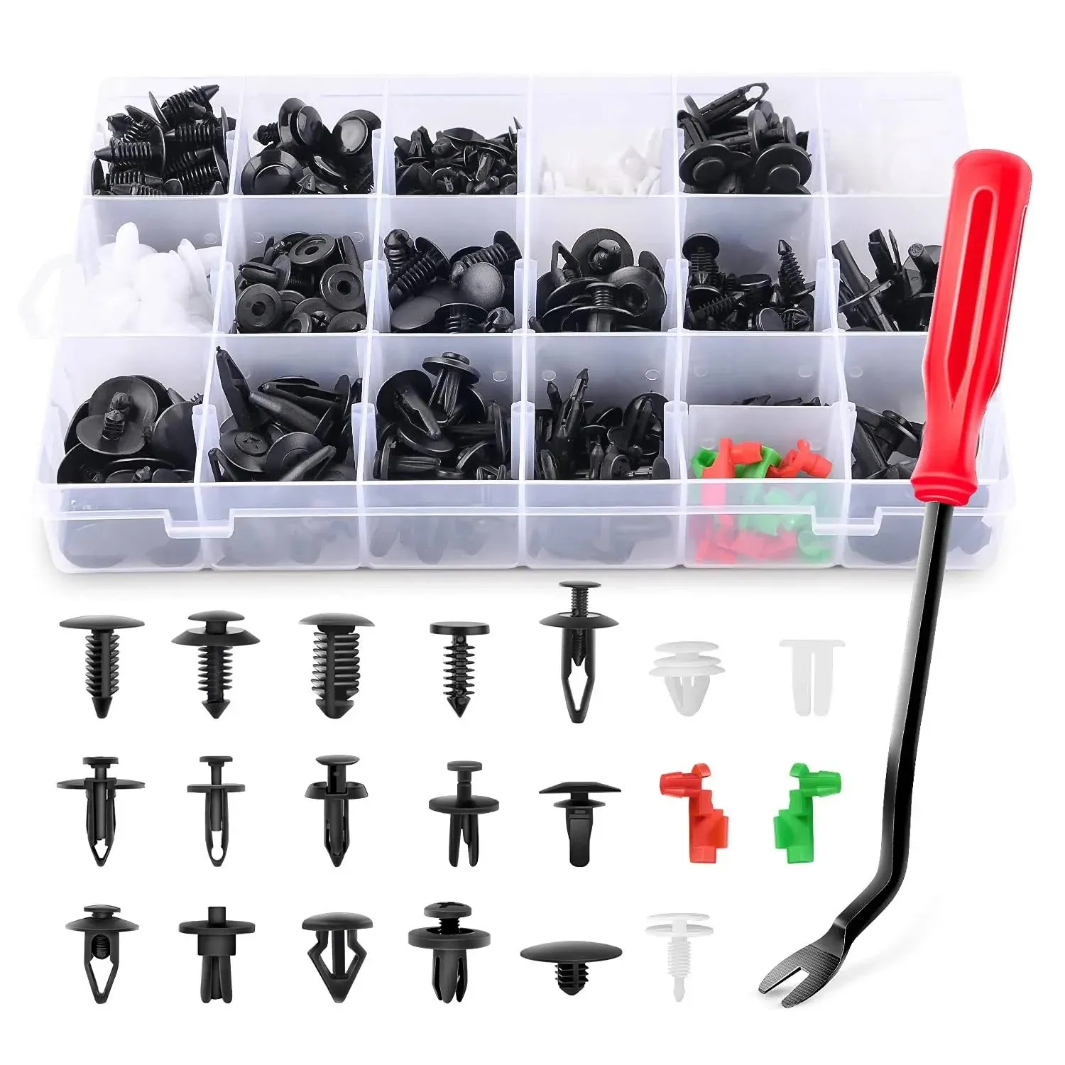 GOOACC 425 Pcs Car Body Retainer Clips Set Tailgate Handle Rod Clip Fastener Remover - 19 Popular Sizes Auto Push Pin Rivets -Door Trim Panel Clips for GM Ford Toyota Honda Chrysler