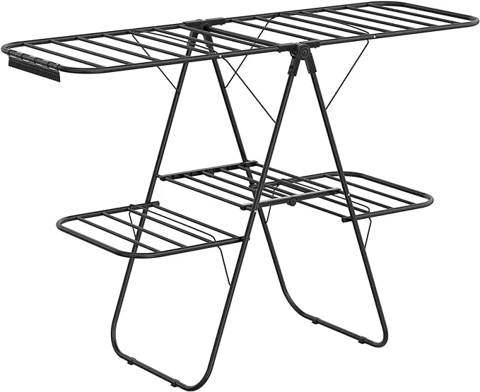 Clothes Drying Rack, Foldable 2-Level Stable Indoor Airer, Free-Standing Laundry Stand