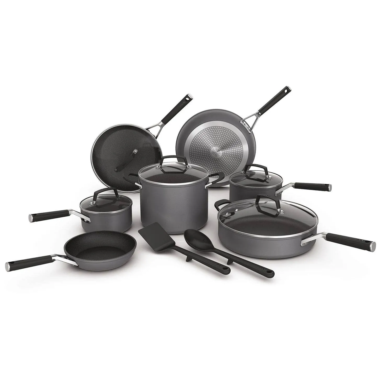 Ninja Foodi NeverStick Premium 14-Piece Cookware Set, Hard-Anodized, Nonstick, Durable & Oven Safe to 500°F, Slate Grey (14 Piece)