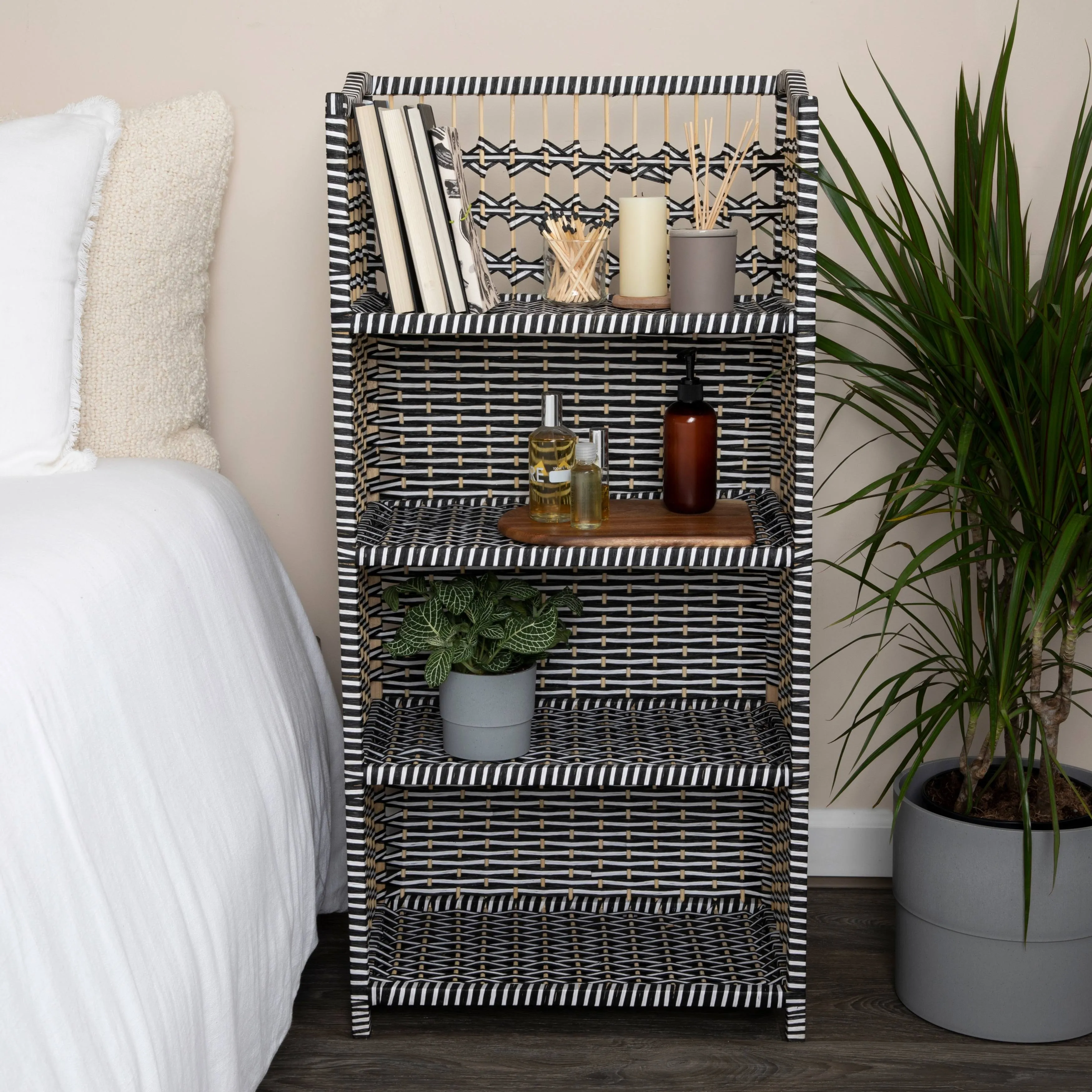 Household Essentials Woven Accent Shelf and Paper Rattan - 11.0"L x 18.9"W x 39.4"H