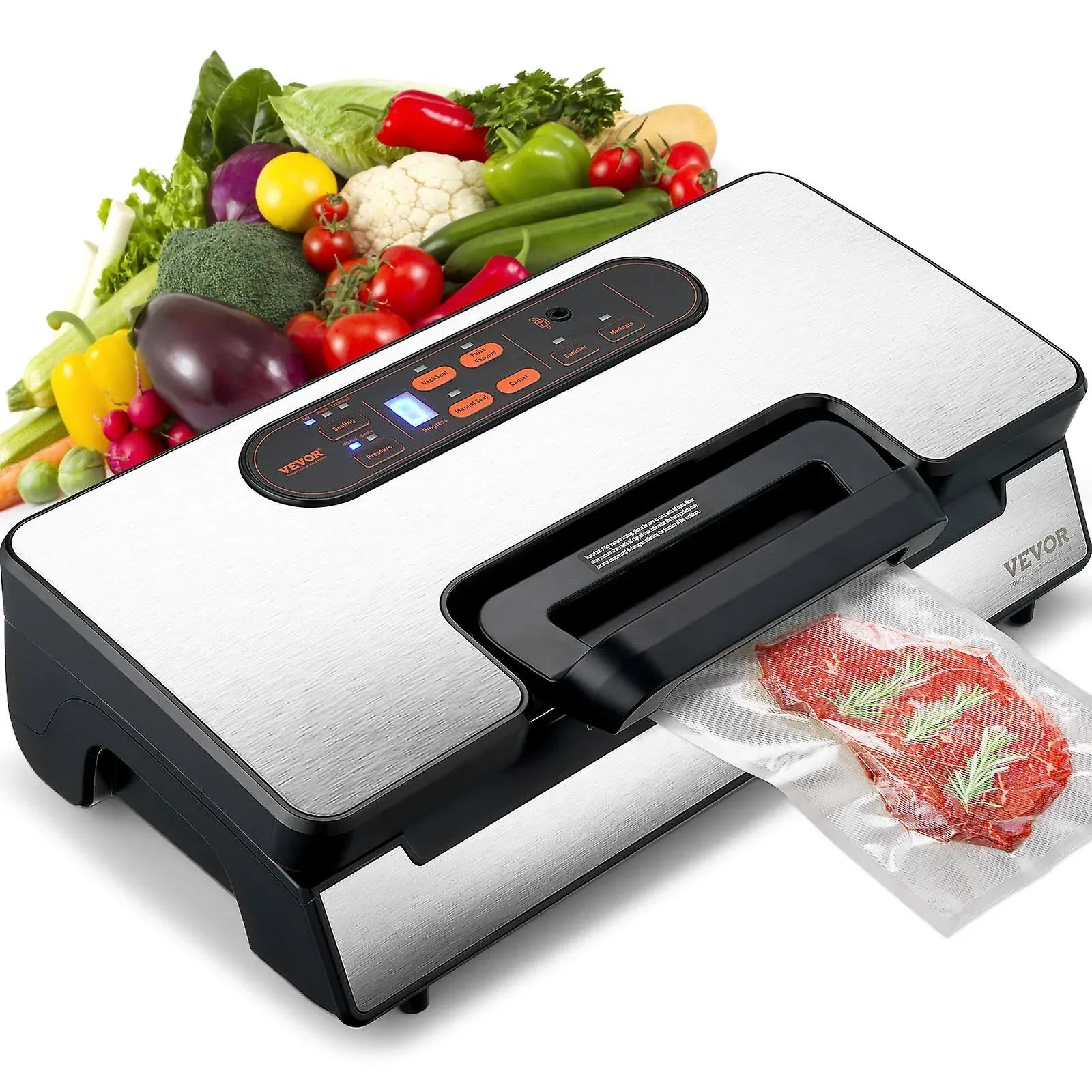 VEVOR Vacuum Sealer Machine, 90Kpa Dual Pump, Dual Sealing, Dry and Moist Food Storage with Automatic or Manual Air Sealing