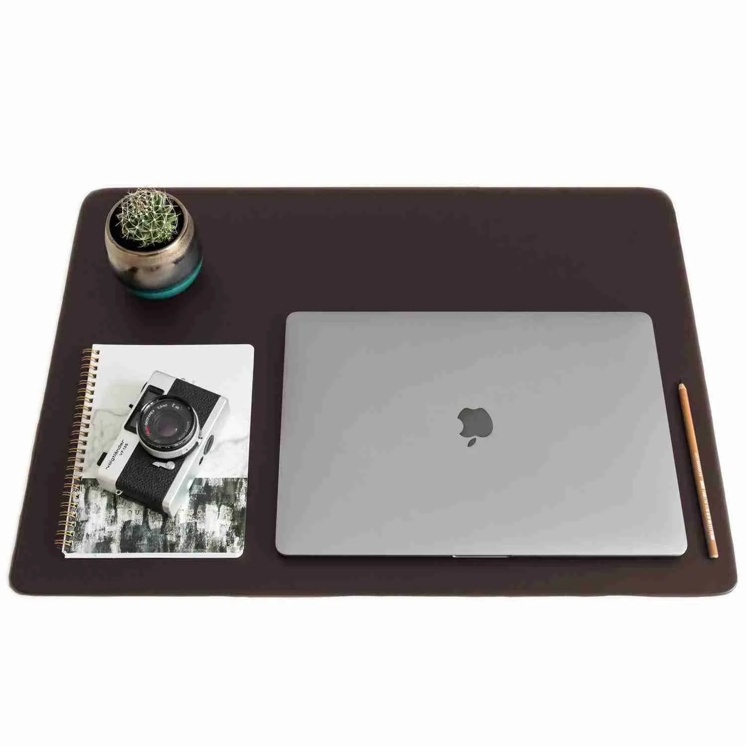 Zbrands // Brown Leather Smooth Desk Mat Pad Blotter Protector, Extended Non-Sli