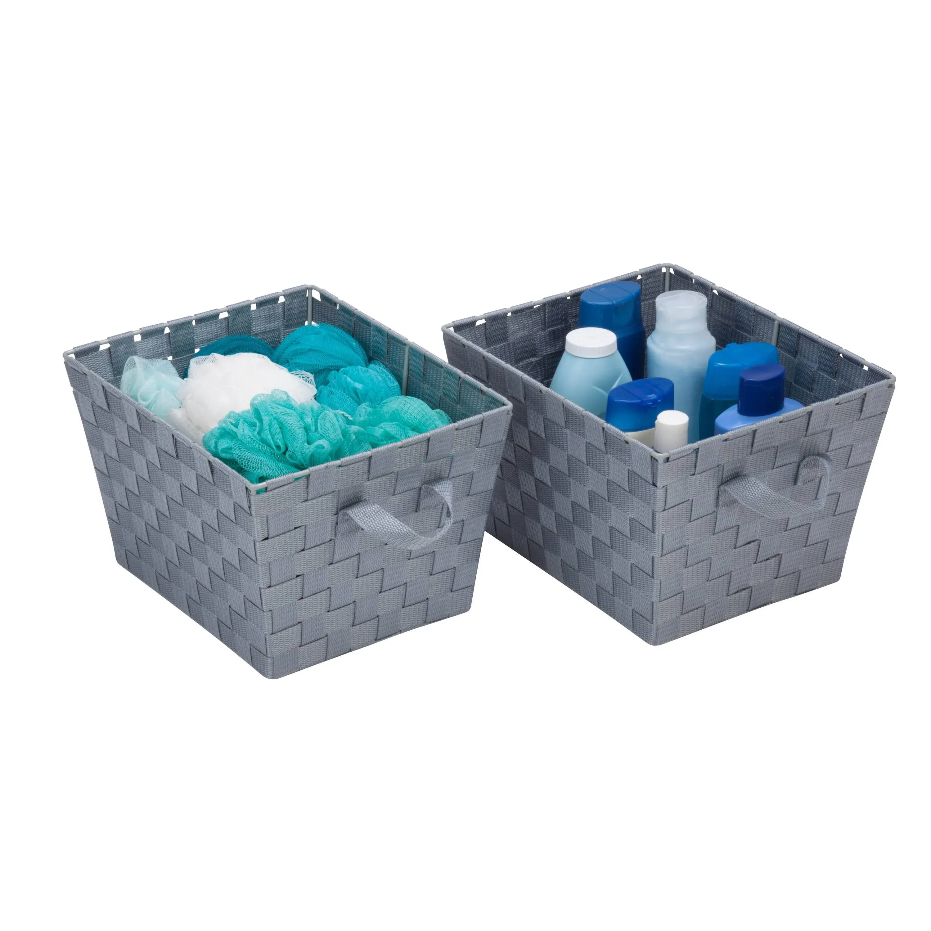 BROOKSTONE [2 PACK] Woven Storage Basket, Organization and Storage Bin with Handles, Metallic Frame for Extra Durability, Suitable for Any Décor Style