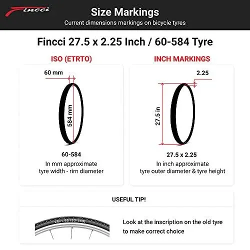 Fincci 27.5 x 2.35 Foldable Mountain Bike Tire 60-584 30 TPI for Enduro MTB Hybrid Bicycle