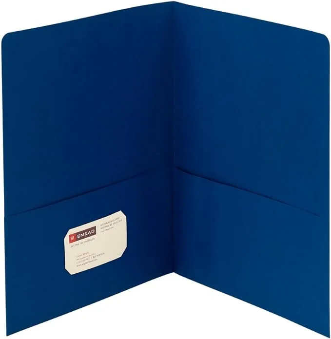 Smead Two-Pocket Heavyweight Folder, Letter Size, Dark Blue, 25 per Box (87854)