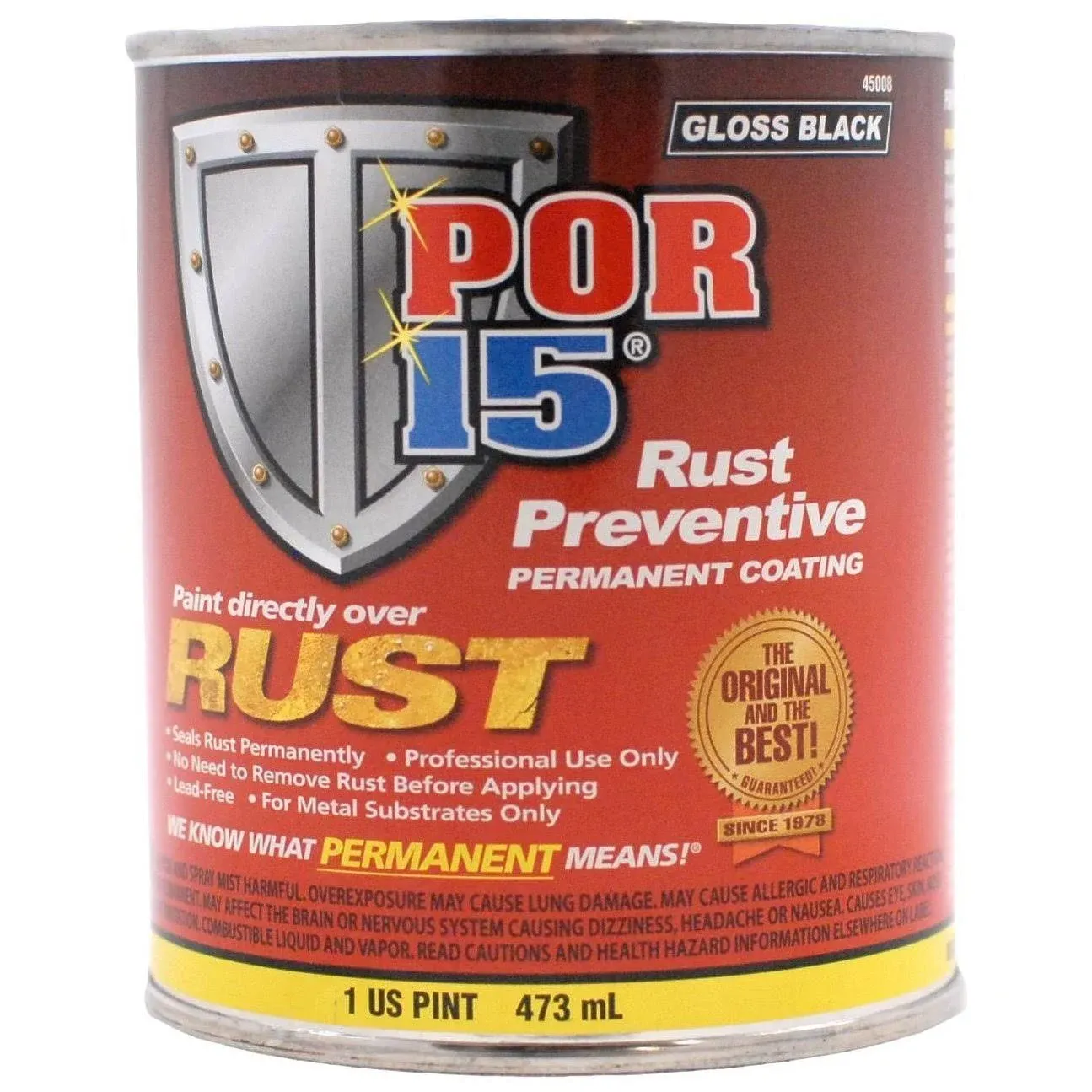 POR-15 Rust Preventive Coating, Stop Rust and Corrosion Permanently, Anti-rust, Non-porous Protective Barrier, 16 Fluid Ounces, Gloss Black