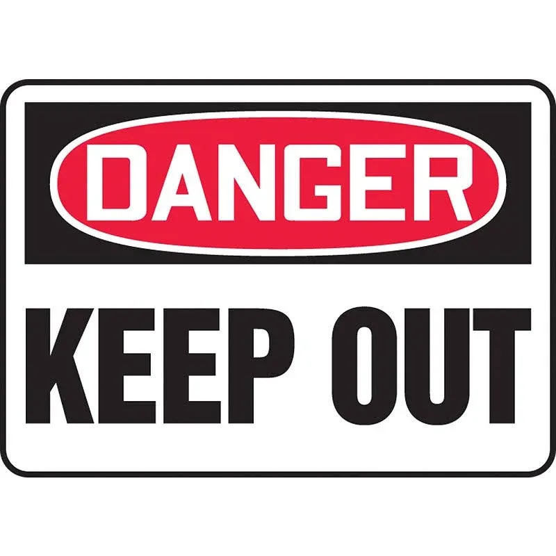 Accuform 10" x 14" Aluminum Safety Sign "DANGER KEEP OUT", Red/Black On White (MADM064VA)