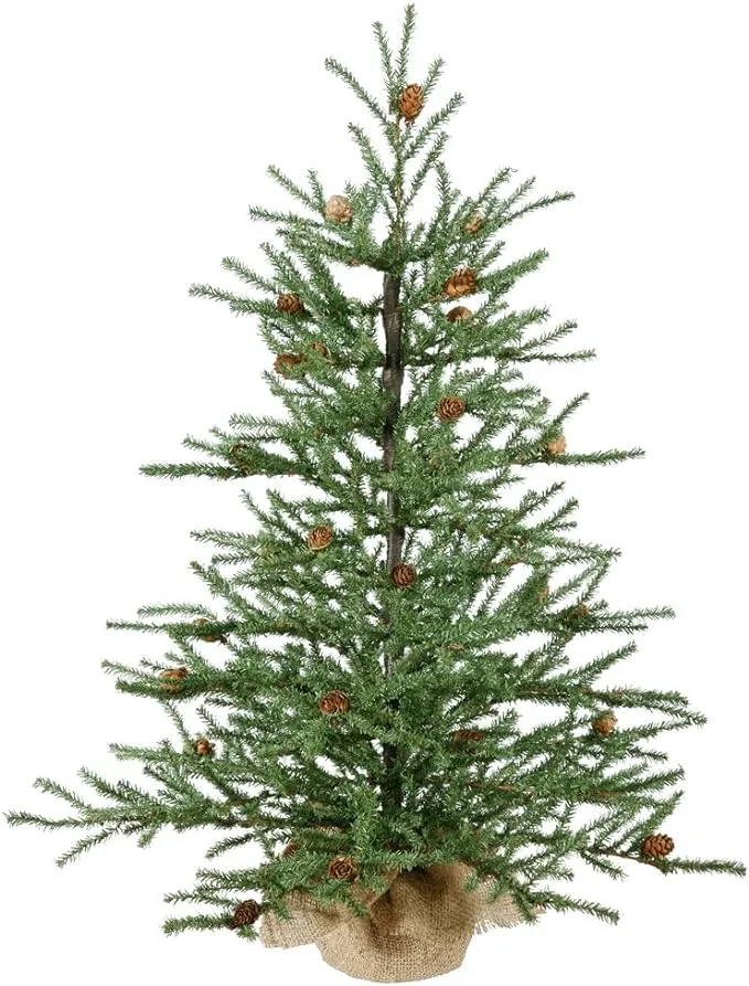 36 in. Carmel Pine with Cones Burlap Base