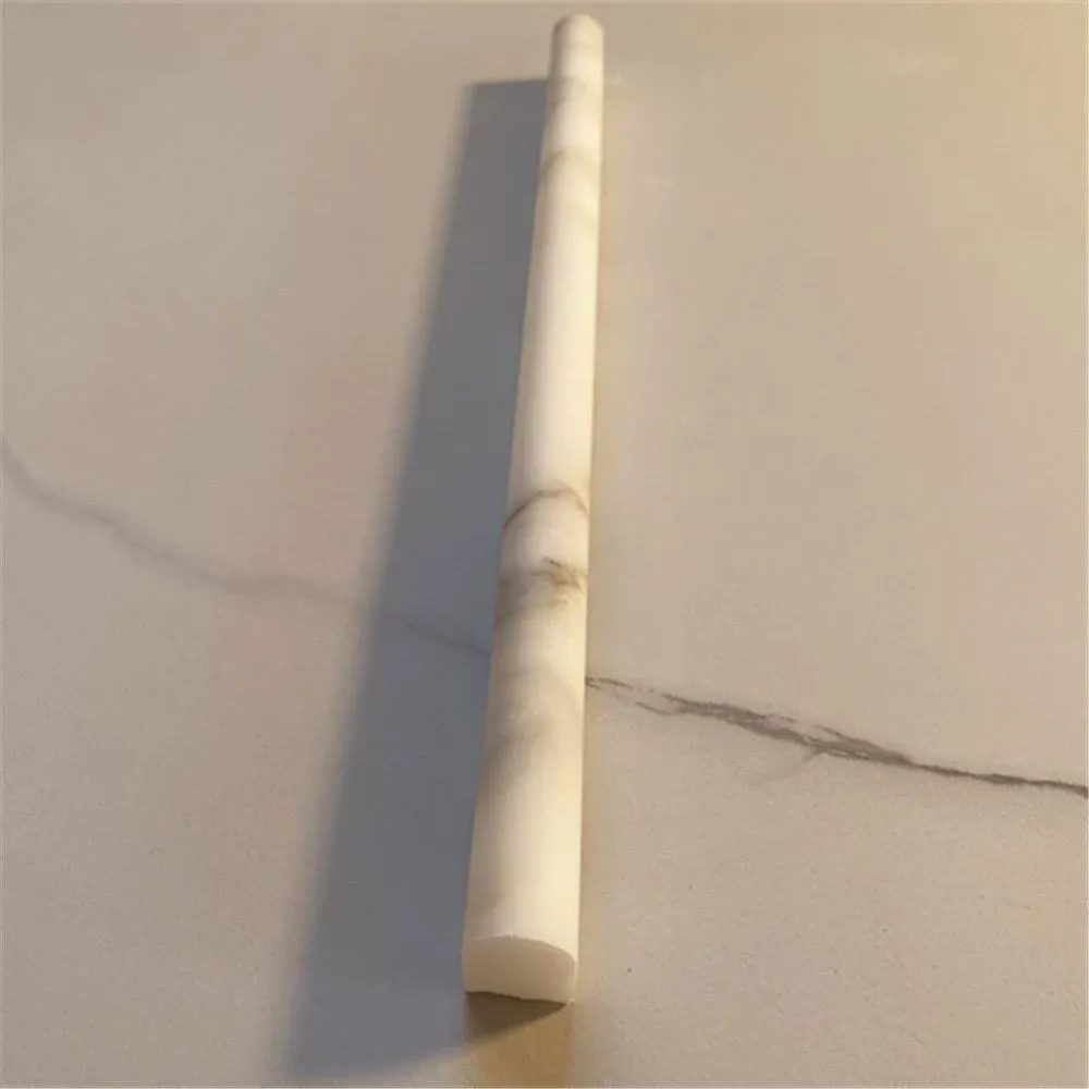 Calacatta Gold Calcutta Marble 5/8x12 Pencil Liner Trim Molding Honed, 1 piece - Traditional - Accent Trim And Border Tile - by Stone Center Online | Houzz