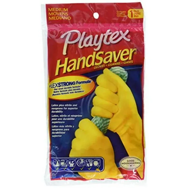 PLAYTEX PROTECTIVE_GLOVE Playtex Handsaver Reusable Rubber Gloves (Medium, Pack - 3)