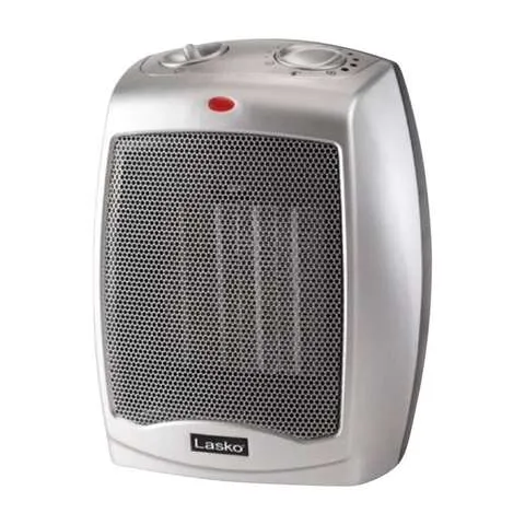 1500W 9.2 In. Gray Electric Tabletop Ceramic Space Heater With Adjustable And